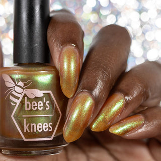 Image provided for Bee's Knees by a paid swatcher featuring the nail polish " Crown of Coral and Pearls "