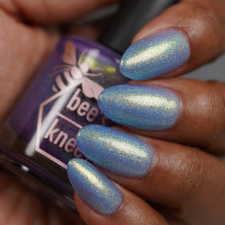 Image provided for Bee's Knees by a paid swatcher featuring the nail polish " Let the Ocean Take Me "