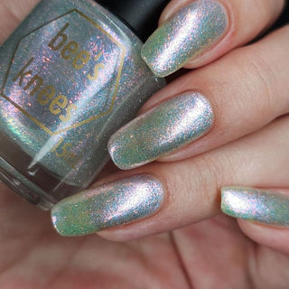 Image provided for Bee's Knees by a paid swatcher featuring the nail polish " Fair Winter Lady "