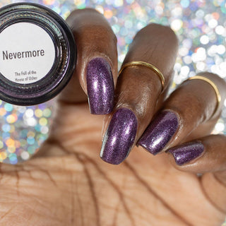 Image provided for Bee's Knees by a paid swatcher featuring the nail polish " Nevermore "