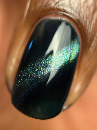 Image provided for Bee's Knees by a paid swatcher featuring the nail polish " Midnight Yoga and Seaweed "