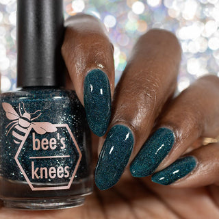 Image provided for Bee's Knees by a paid swatcher featuring the nail polish " From the Depths "