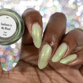 Image provided for Bee's Knees by a paid swatcher featuring the nail polish " Seafoam in my Blood "