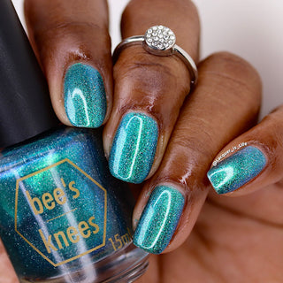 Image provided for Bee's Knees by a paid swatcher featuring the nail polish " Mind the Mist "