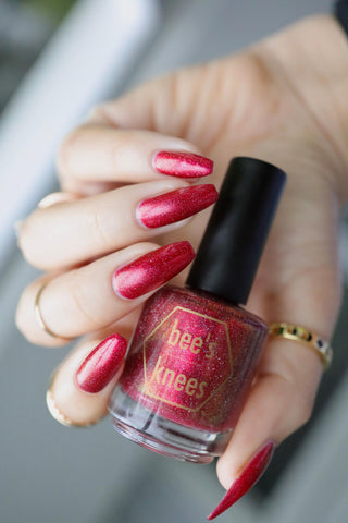 Image provided for Bee's Knees by a paid swatcher featuring the nail polish " Happy Hunting "