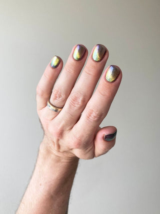 Image provided for Bee's Knees by a paid swatcher featuring the nail polish " Don't Throw Your Life Away for Me "