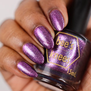 Image provided for Bee's Knees by a paid swatcher featuring the nail polish " Nevermore "