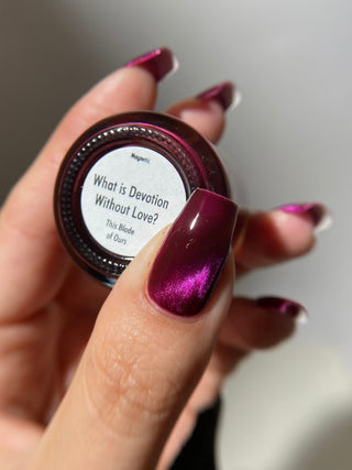 Image provided for Bee's Knees by a paid swatcher featuring the nail polish " What is Devotion Without Love? "