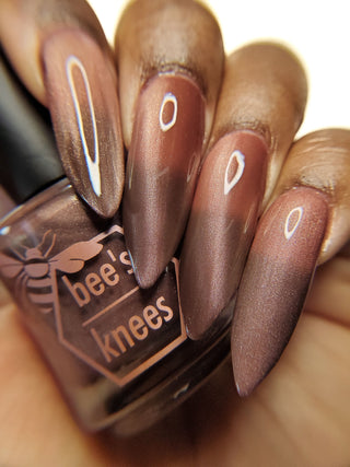 Image provided for Bee's Knees by a paid swatcher featuring the nail polish " She is Gone and I Long to Follow "