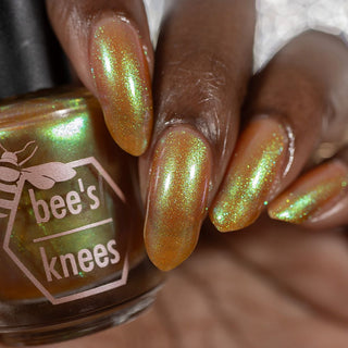 Image provided for Bee's Knees by a paid swatcher featuring the nail polish " Crown of Coral and Pearls "