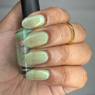 Image provided for Bee's Knees by a paid swatcher featuring the nail polish " Seafoam in my Blood "