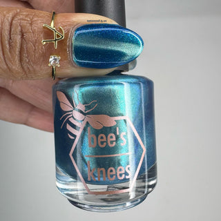Image provided for Bee's Knees by a paid swatcher featuring the nail polish " I Can't Drown my Demons they Know How to Swim "