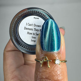 Image provided for Bee's Knees by a paid swatcher featuring the nail polish " I Can't Drown my Demons they Know How to Swim "