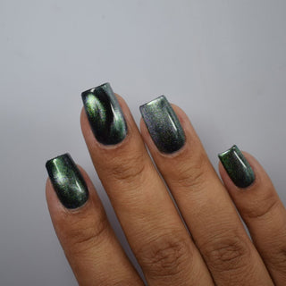 Image provided for Bee's Knees by a paid swatcher featuring the nail polish " Midnight Yoga and Seaweed "