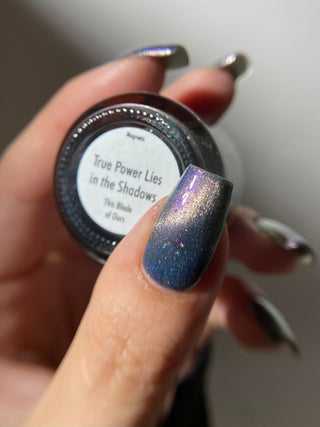 Image provided for Bee's Knees by a paid swatcher featuring the nail polish " True Power Lies in the Shadows "