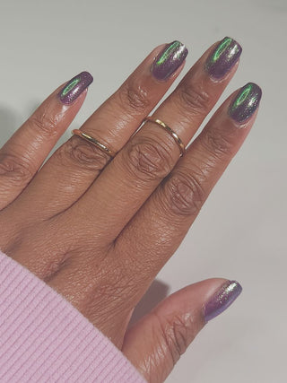 Image provided for Bee's Knees by a paid swatcher featuring the nail polish " Will Self-destruct For Likes "