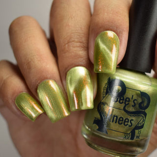 Image provided for Bee's Knees by a paid swatcher featuring the nail polish " This One is Declined "