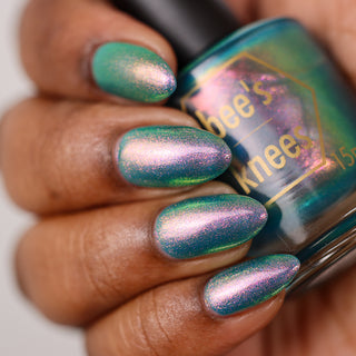 Image provided for Bee's Knees by a paid swatcher featuring the nail polish " There's Always Consequences "