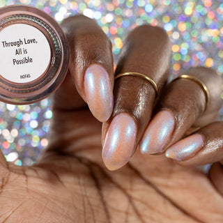 Image provided for Bee's Knees by a paid swatcher featuring the nail polish " Through Love, All is Possible "