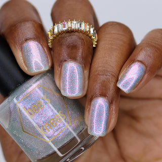 Image provided for Bee's Knees by a paid swatcher featuring the nail polish " Fair Winter Lady "