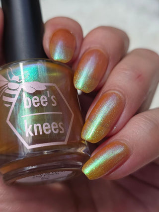 Image provided for Bee's Knees by a paid swatcher featuring the nail polish " Crown of Coral and Pearls "