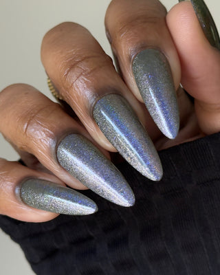 Image provided for Bee's Knees by a paid swatcher featuring the nail polish " What's a Little Blackmail Between Friends "