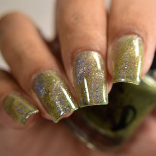 Image provided for Bee's Knees by a paid swatcher featuring the nail polish " What's a Little Blackmail Between Friends "