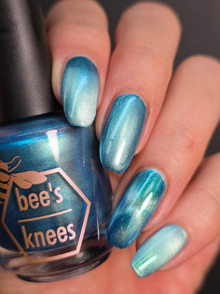 Image provided for Bee's Knees by a paid swatcher featuring the nail polish " I Can't Drown my Demons they Know How to Swim "